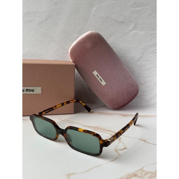 NEW Miu Miu MU11ZS Havana Brown Green Mirror Sunglasses main image 4